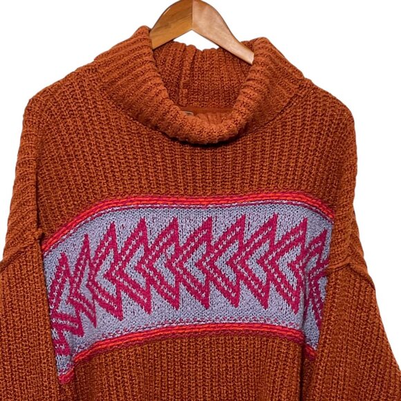 Free People Slouchy Chunky Oversized Granola Thick Knit Whimsigoth Orange Small - Picture 5 of 11